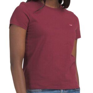 Levi’s Perfect Brand Logo Tee Womens XS Burgundy Short Sleeve Crew Neck XS